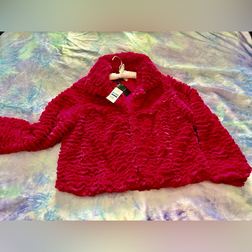 Nordstrom Raspberry Pink faux fur jacket, size XL.